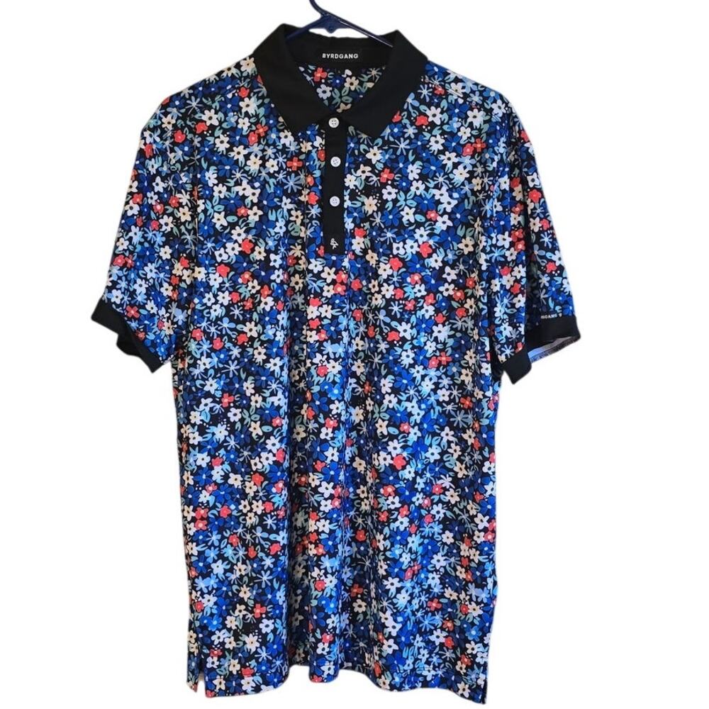 ByrdGang floral polo size large preppy golf